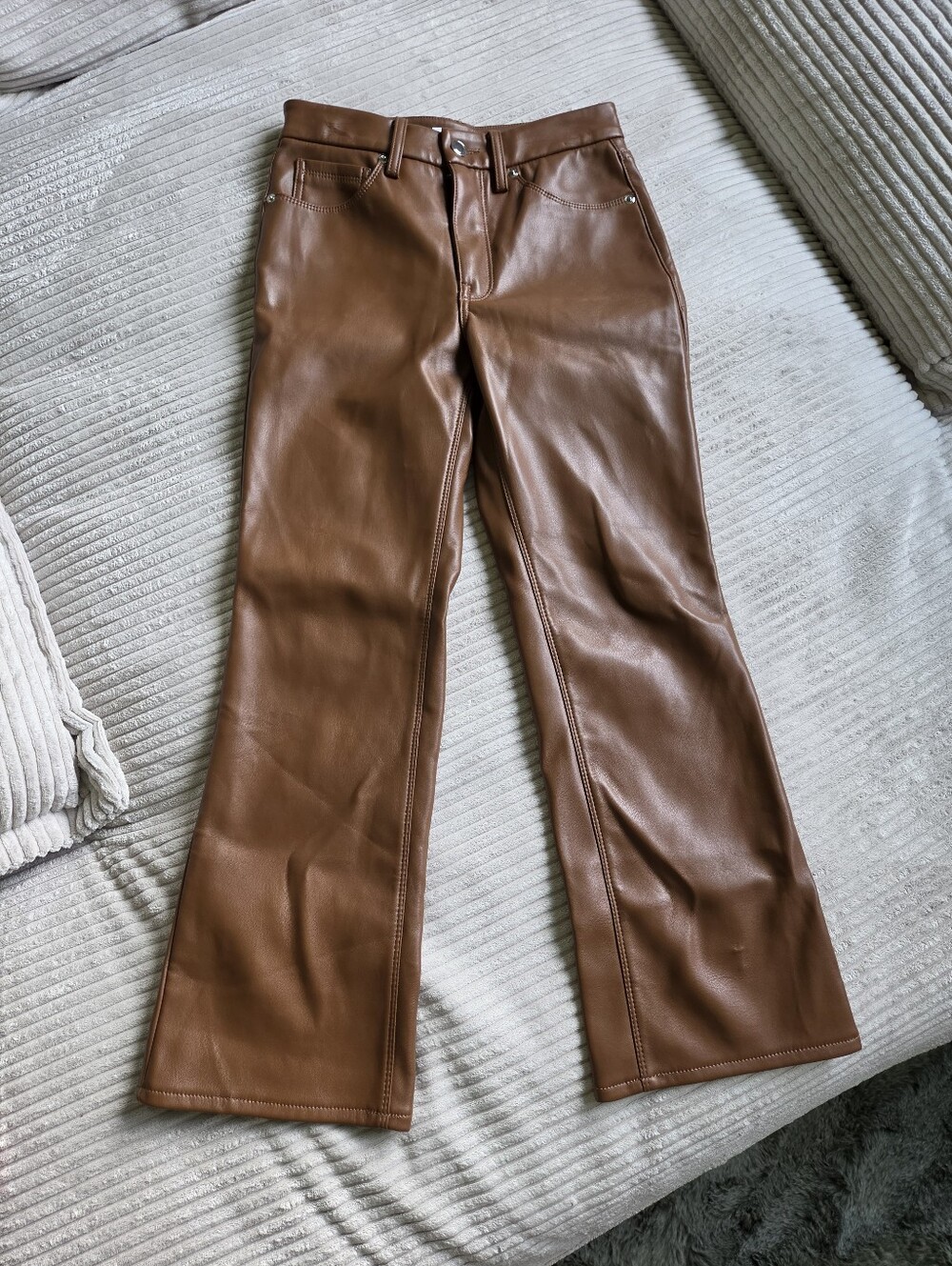 Good American Brown Faux Leather Pants